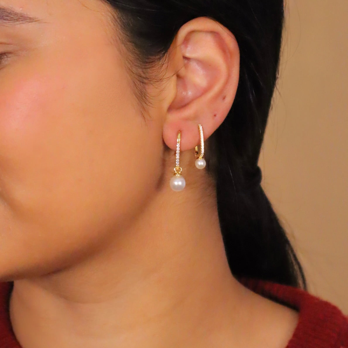 Pavé Pearl Drop Earrings