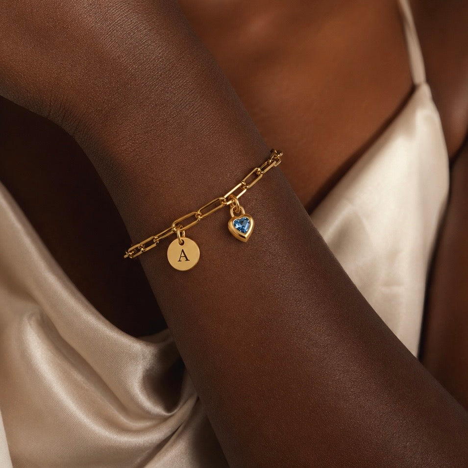 Initial Heart Stone Bracelet Allyzure