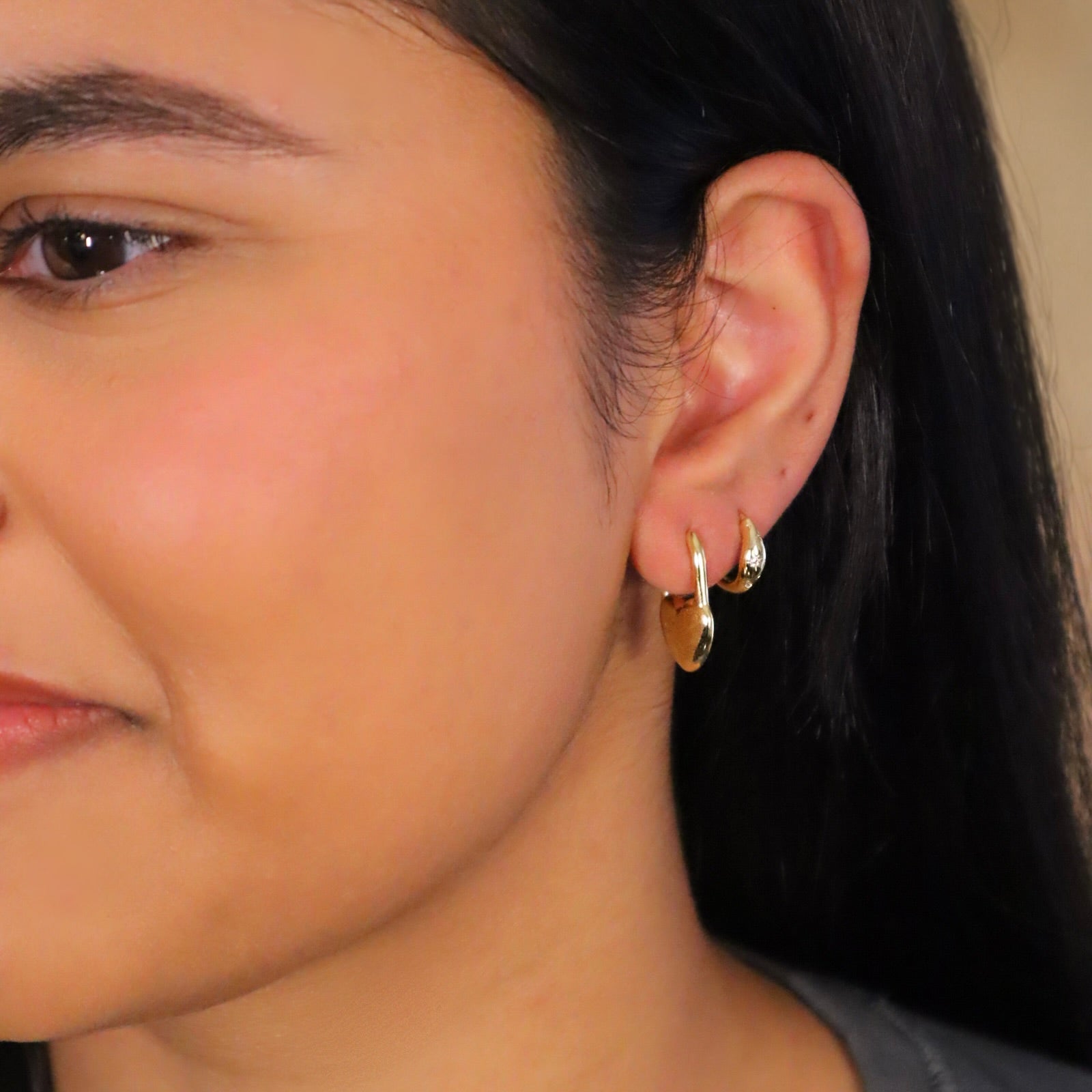 Puffy Heart Lock Earrings