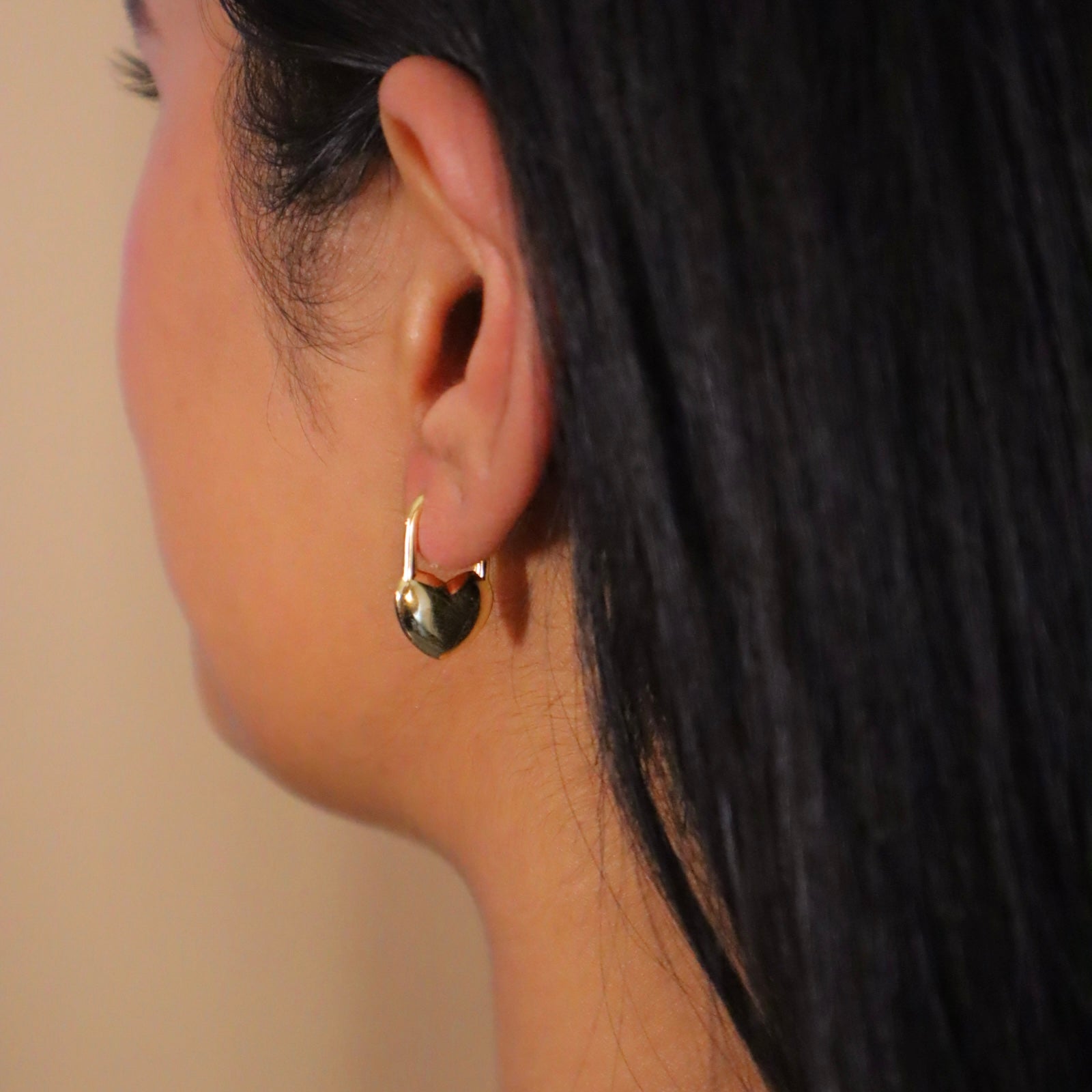 Puffy Heart Lock Earrings