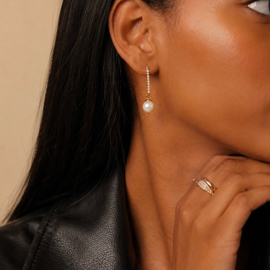 Pavé Pearl Drop Earrings Allyzure