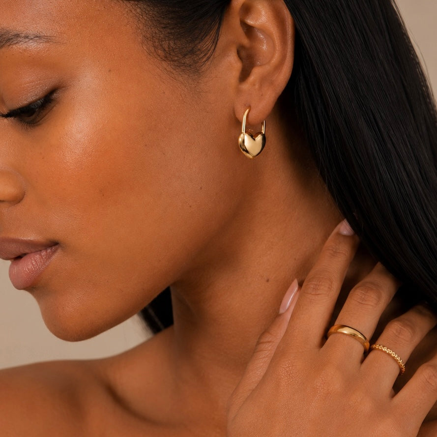Puffy Heart Lock Earrings Allyzure