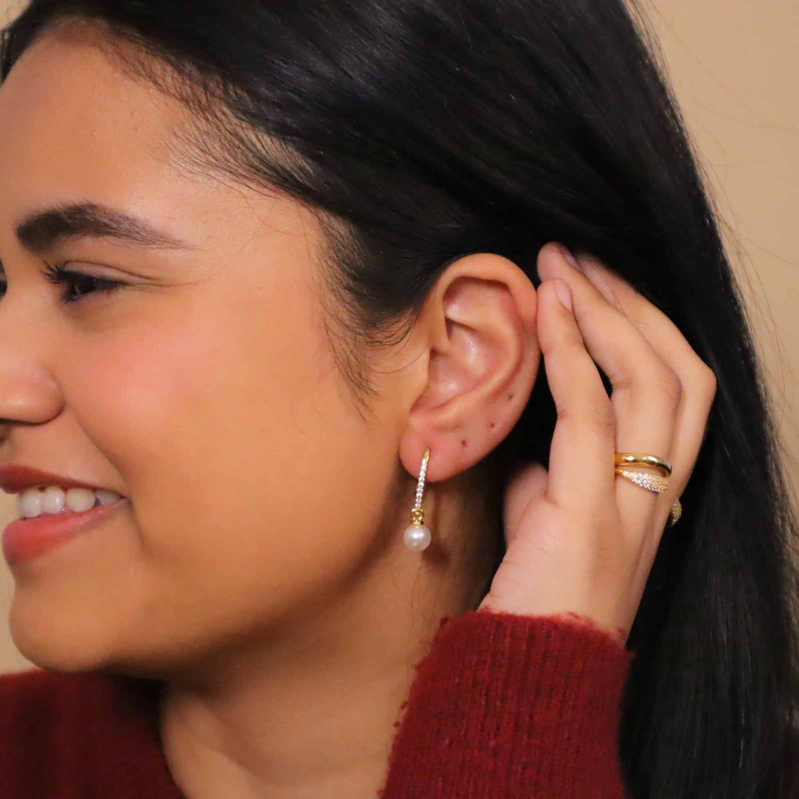 Pavé Pearl Drop Earrings