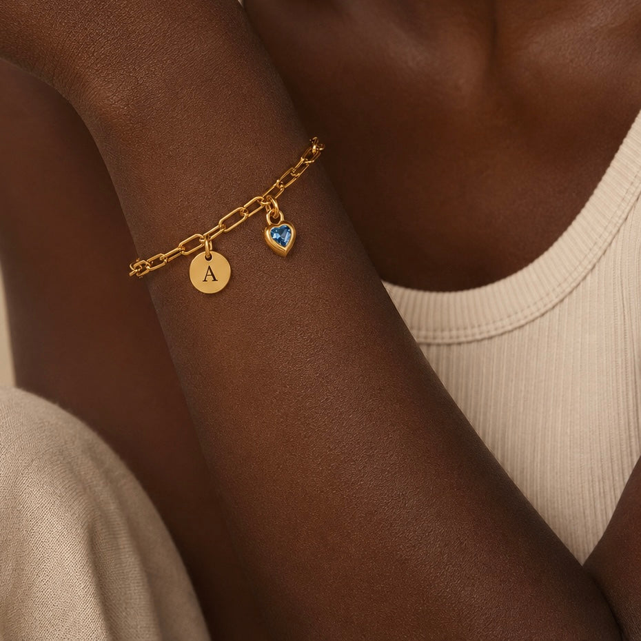 Initial Heart Stone Bracelet Allyzure