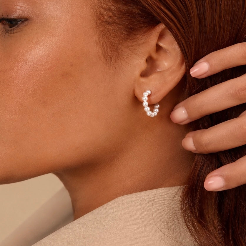 Crescent Pearl Earrings Allyzure