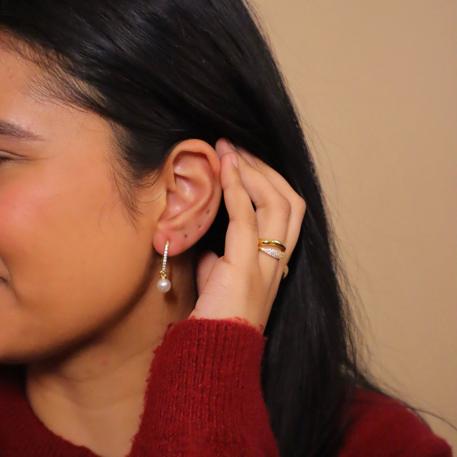 Pavé Pearl Drop Earrings