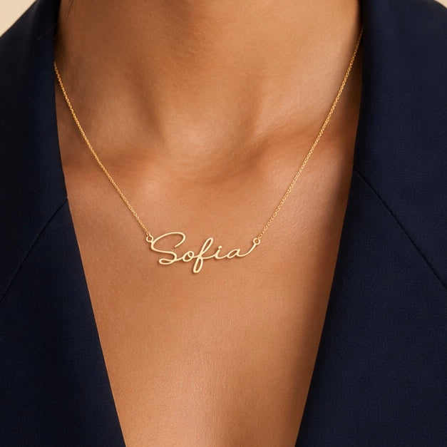 Fine Script Name Necklace Allyzure