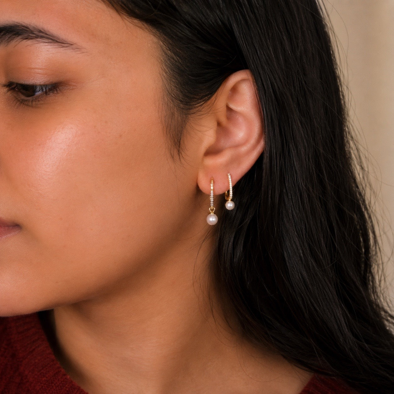 Noa Pavé Pearl Hoops